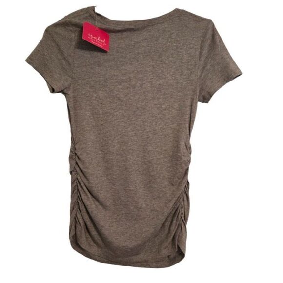 Women's Maternity T-Shirt by Ingrid and Isabel Rucked Sides Gray Size XS - Picture 2 of 3